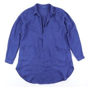 CP Shades Teton Tunic Womens XS Blue Linen Oversized Lagenlook Coastal Made USA
